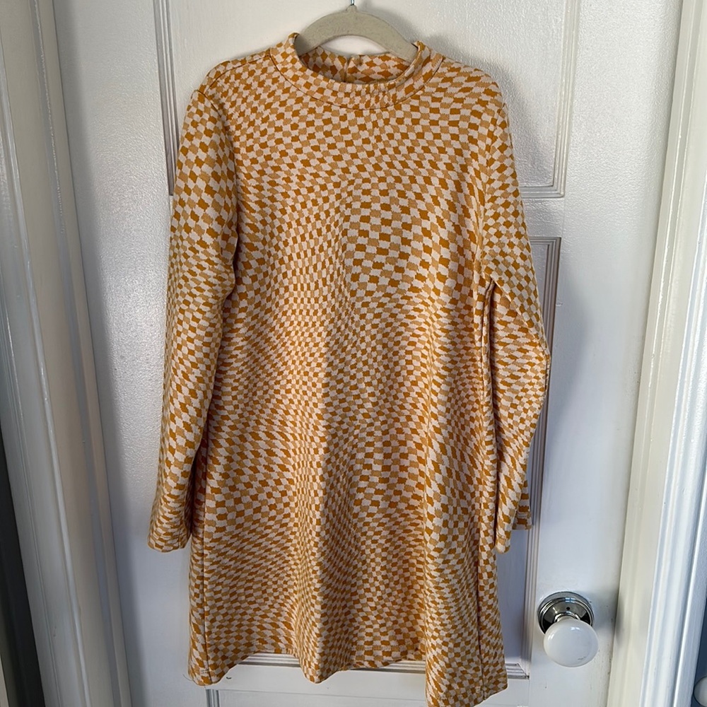 Zara Girls Mod Yellow Check Dress Size 9